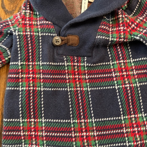 Janie and Jack Navy Plaid Romper - Picture 2 of 6